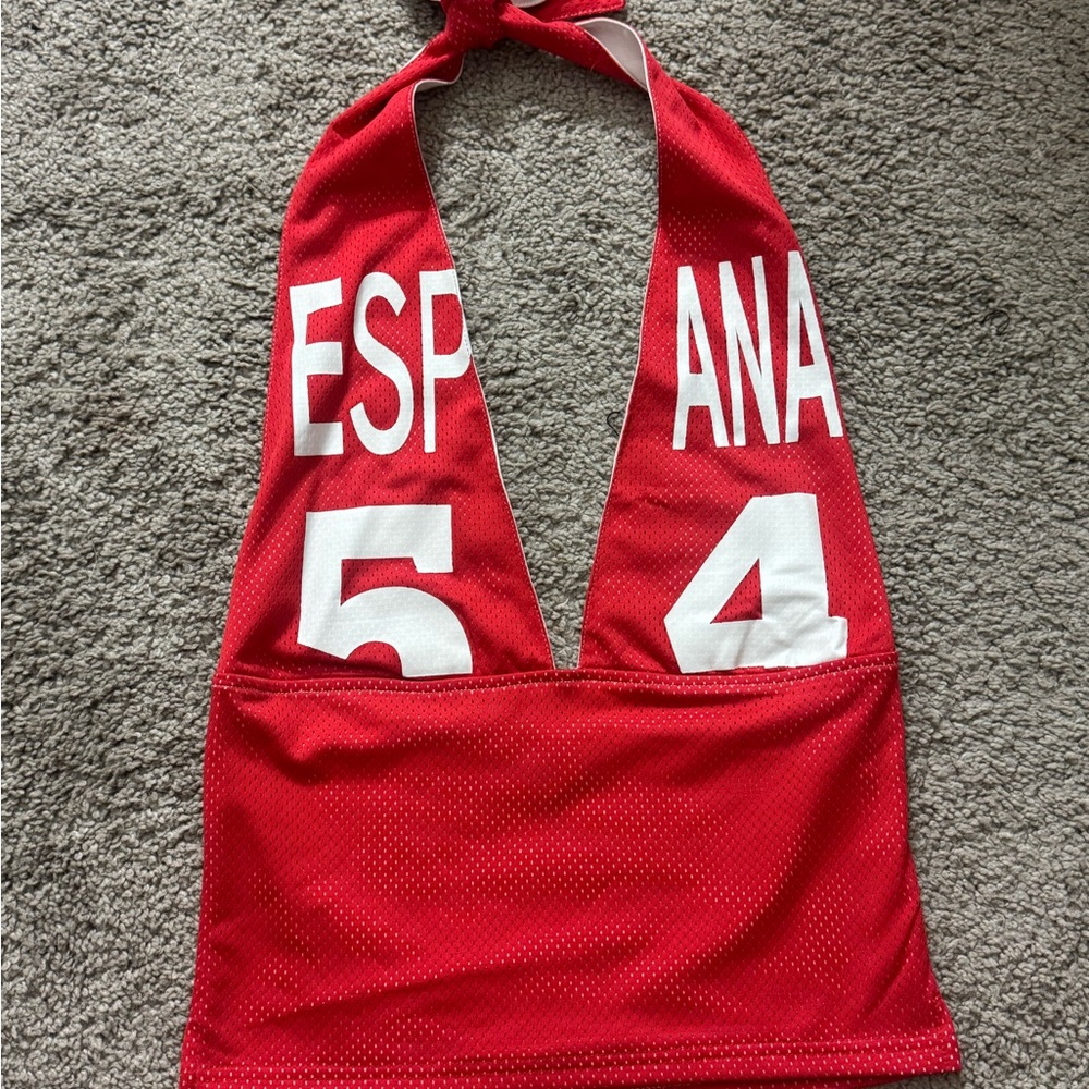 Fashion Nova Red and White Halter Top